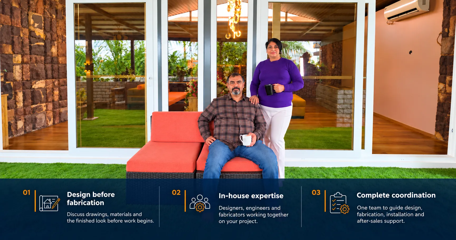 Customers enjoying their completed outdoor space