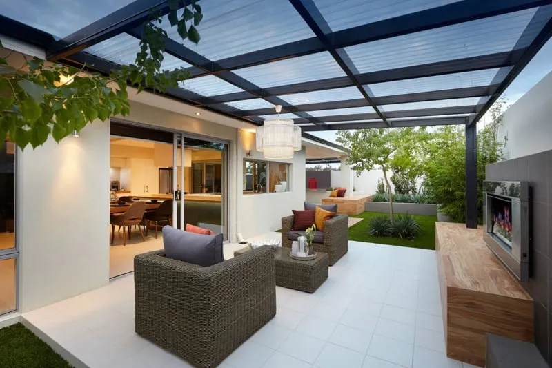 Modern translucent polycarbonate sheet pergola